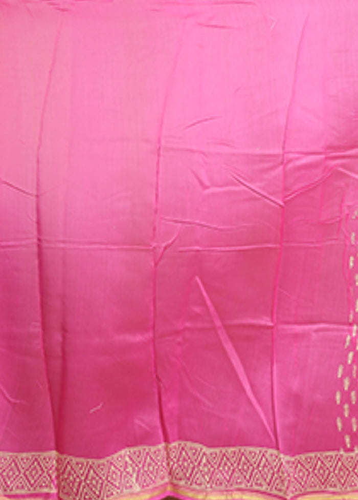 Pink Chanderi Silk Saree With Blouse Piece