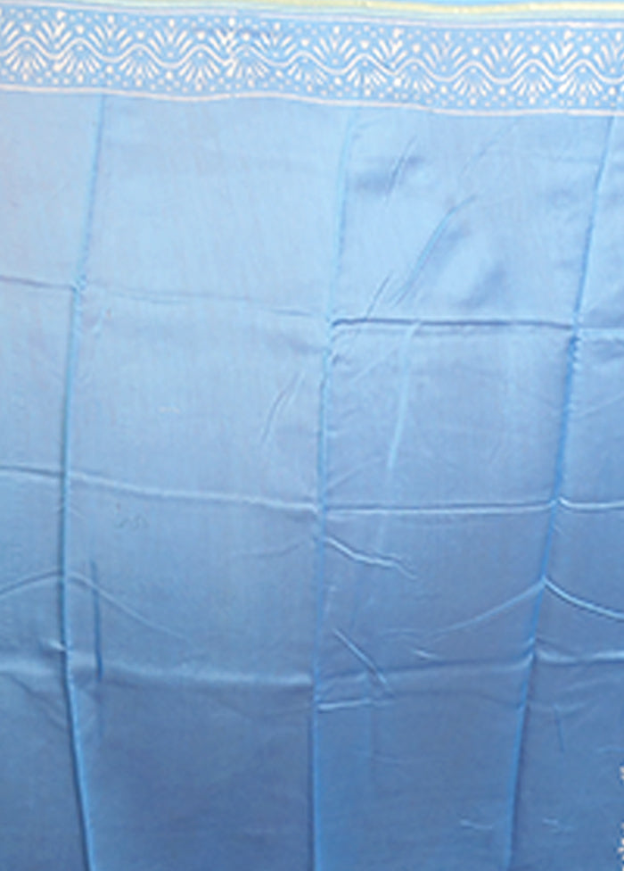 Blue Chanderi Silk Saree With Blouse Piece
