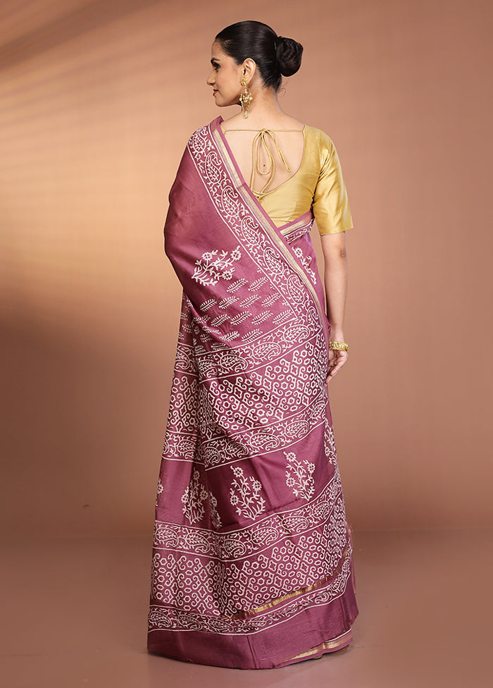 Purple Chanderi Silk Saree With Blouse Piece