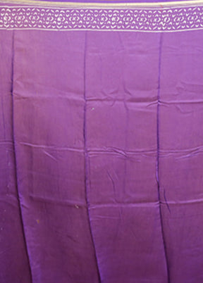 Purple Chanderi Cotton Saree With Blouse Piece