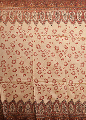 Cream Chanderi Silk Saree With Blouse Piece
