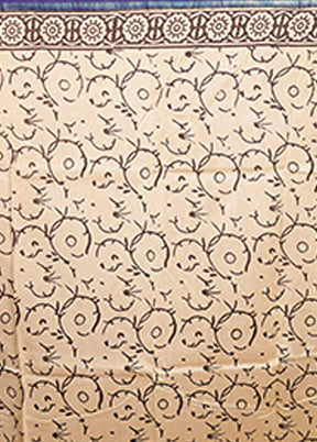 Cream Chanderi Silk Saree With Blouse Piece