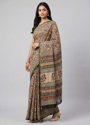 Cream Chanderi Silk Saree With Blouse Piece