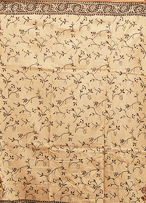 Cream Chanderi Silk Saree With Blouse Piece