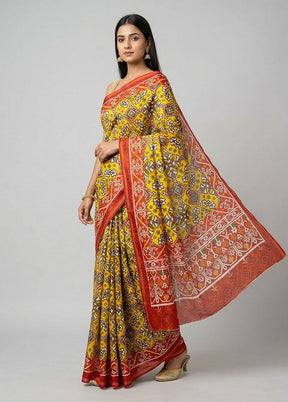 Multicolor Chanderi Silk Saree With Blouse Piece