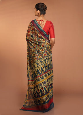 Cream Chanderi Cotton Saree With Blouse Piece