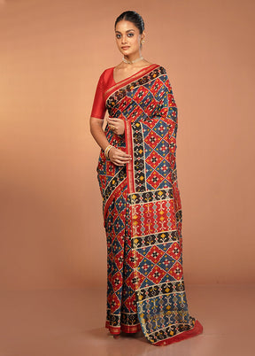 Multicolor Chanderi Silk Saree With Blouse Piece