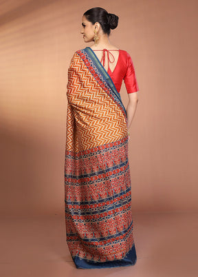 Multicolor Chanderi Silk Saree With Blouse Piece