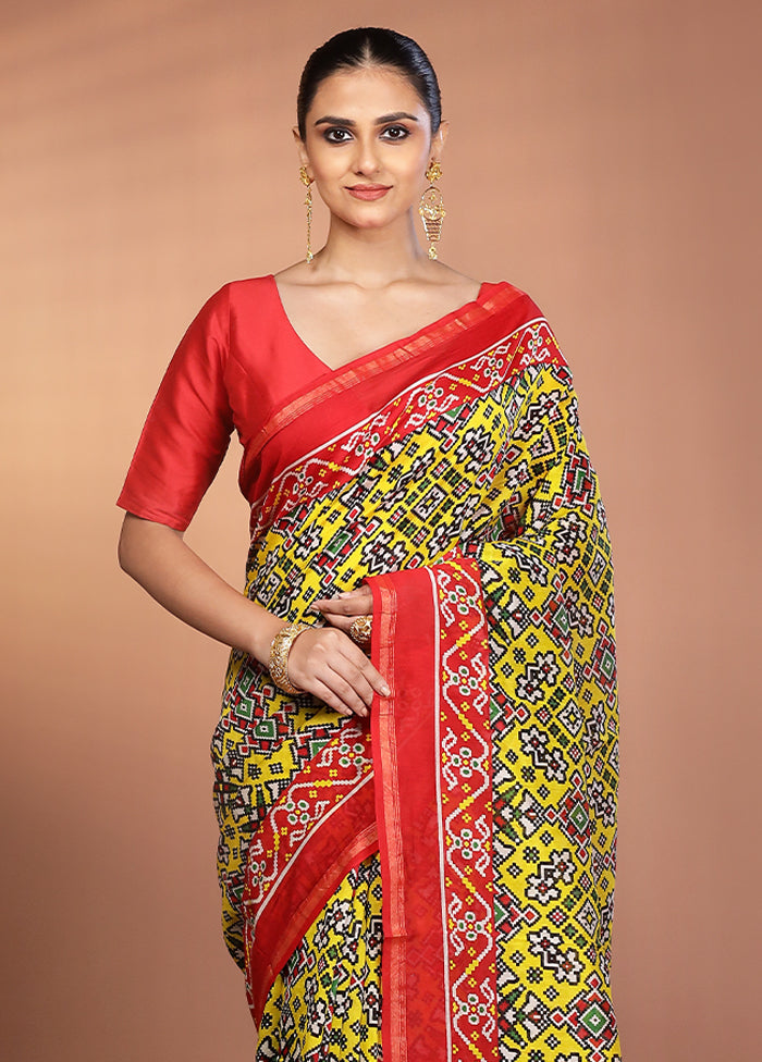 Multicolor Chanderi Silk Saree With Blouse Piece