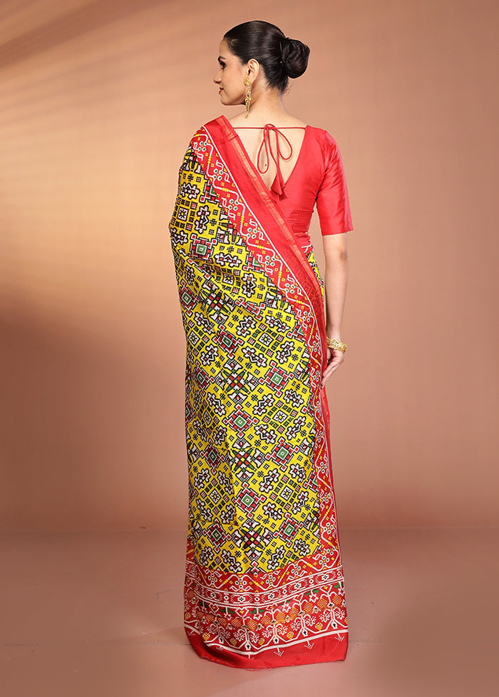 Multicolor Chanderi Silk Saree With Blouse Piece