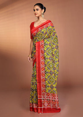 Multicolor Chanderi Silk Saree With Blouse Piece