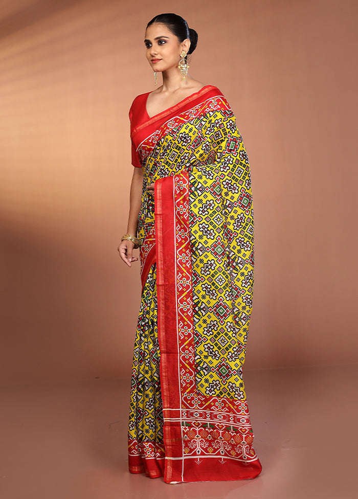 Multicolor Chanderi Silk Saree With Blouse Piece