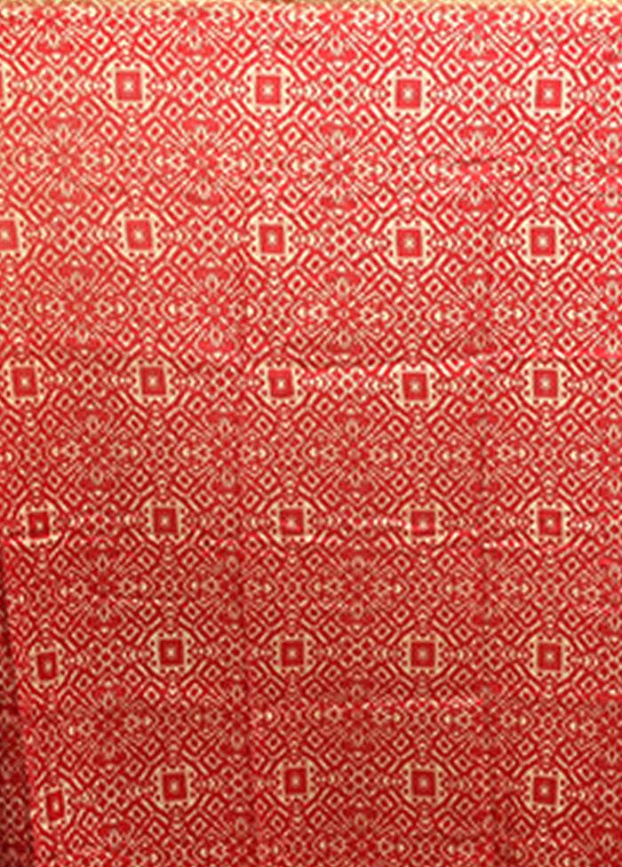 Red Chanderi Silk Saree With Blouse Piece