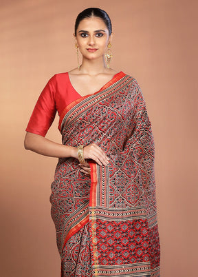Multicolor Chanderi Silk Saree With Blouse Piece