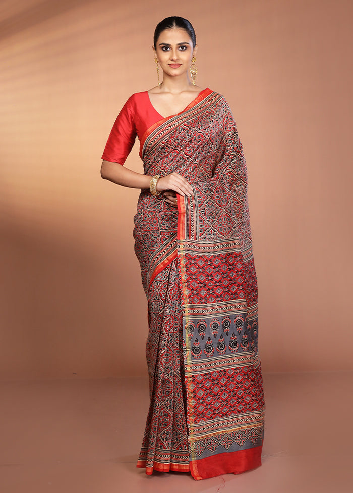 Multicolor Chanderi Silk Saree With Blouse Piece