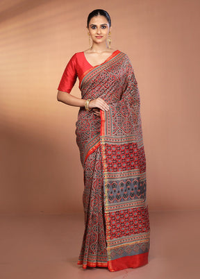 Multicolor Chanderi Silk Saree With Blouse Piece