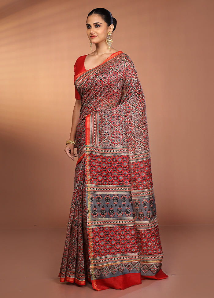 Multicolor Chanderi Silk Saree With Blouse Piece