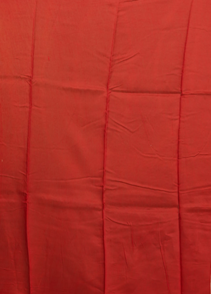 Red Chanderi Silk Saree With Blouse Piece