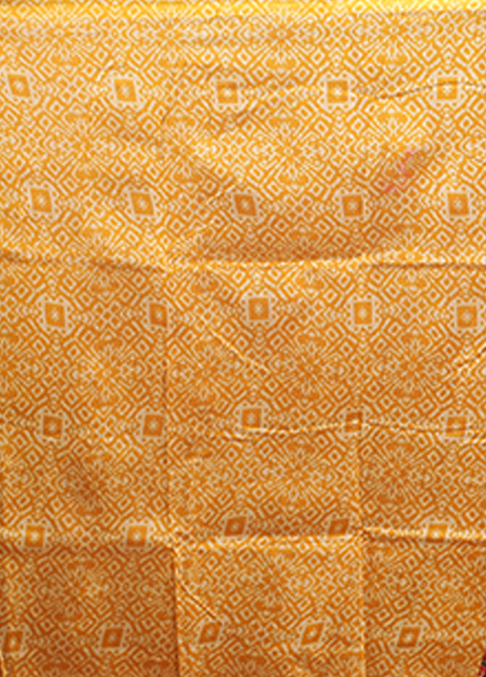 Yellow Chanderi Cotton Saree With Blouse Piece