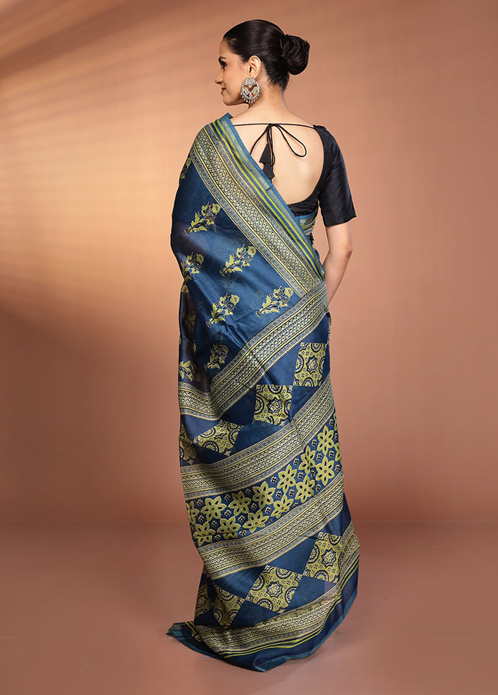 Green Chanderi Silk Saree With Blouse Piece