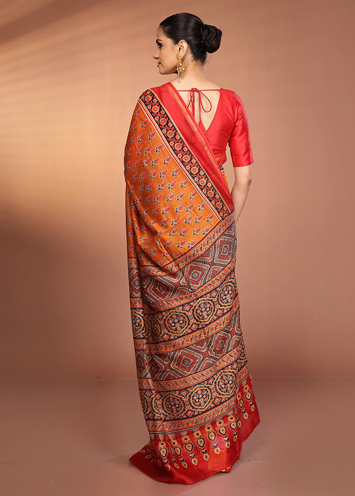 Yellow Chanderi Cotton Saree With Blouse Piece
