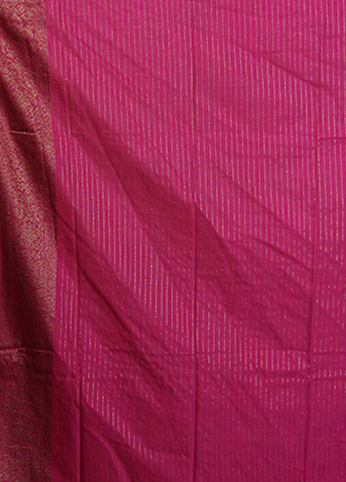 Blue Dupion Silk Saree With Blouse Piece