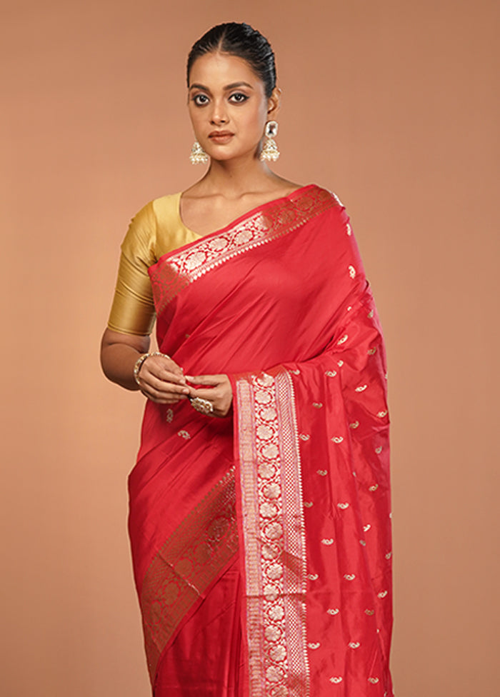 Pink Handloom Katan Pure Silk Saree With Blouse Piece