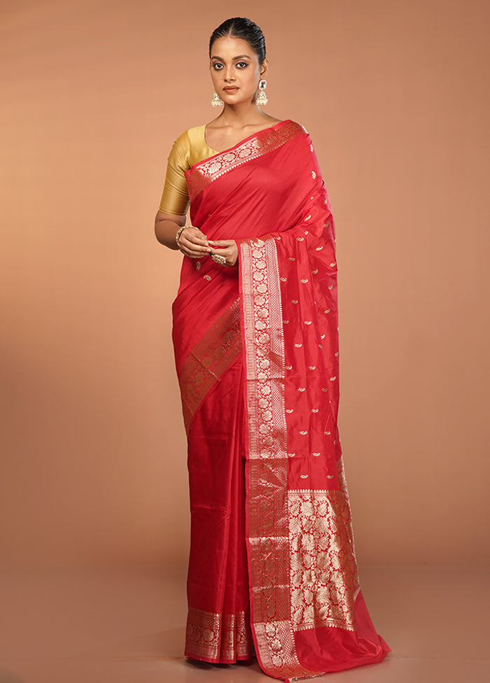 Pink Handloom Katan Pure Silk Saree With Blouse Piece
