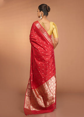 Pink Handloom Katan Pure Silk Saree With Blouse Piece