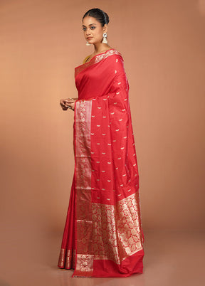 Pink Handloom Katan Pure Silk Saree With Blouse Piece