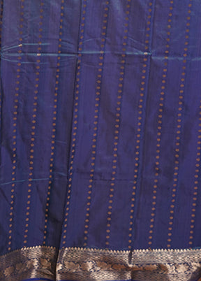 Blue Handloom Katan Pure Silk Saree With Blouse Piece