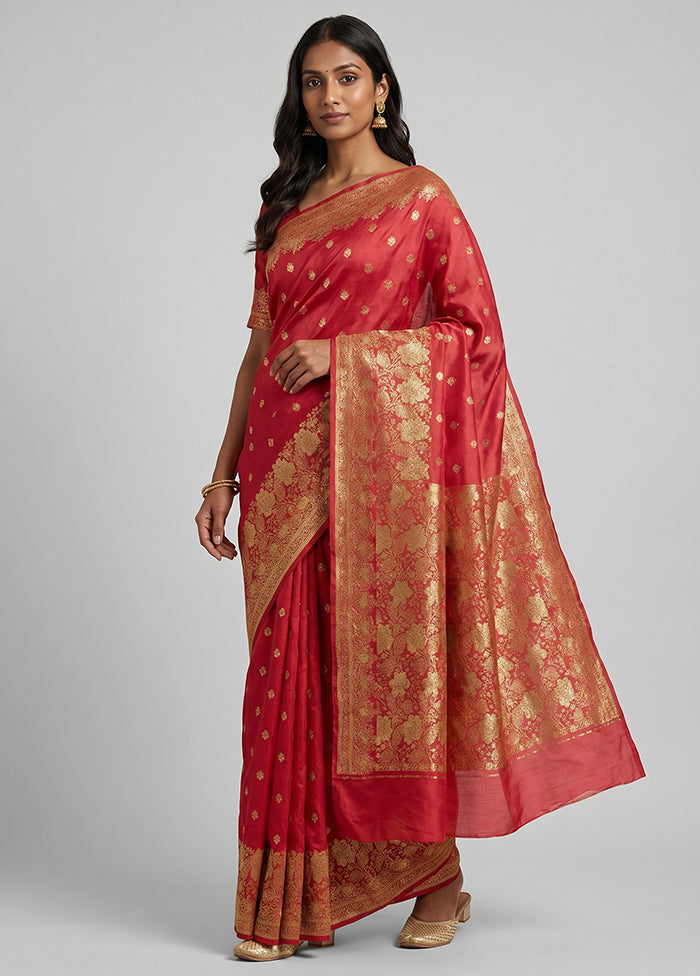 Pink Handloom Katan Pure Silk Saree With Blouse Piece
