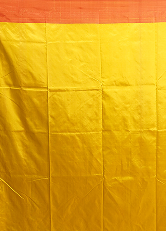 Yellow Handloom Katan Pure Silk Saree With Blouse Piece