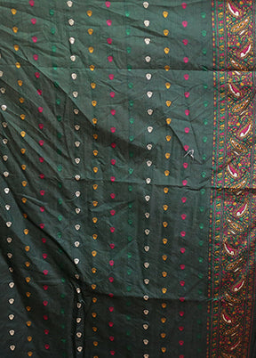 Green Dupion Silk Saree With Blouse Piece