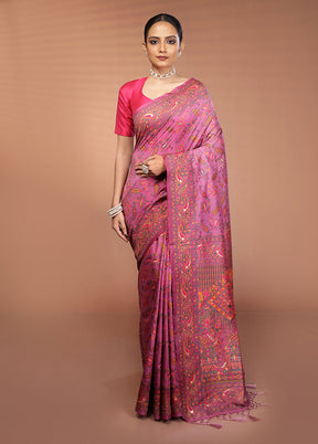 Purple Dupion Silk Saree With Blouse Piece