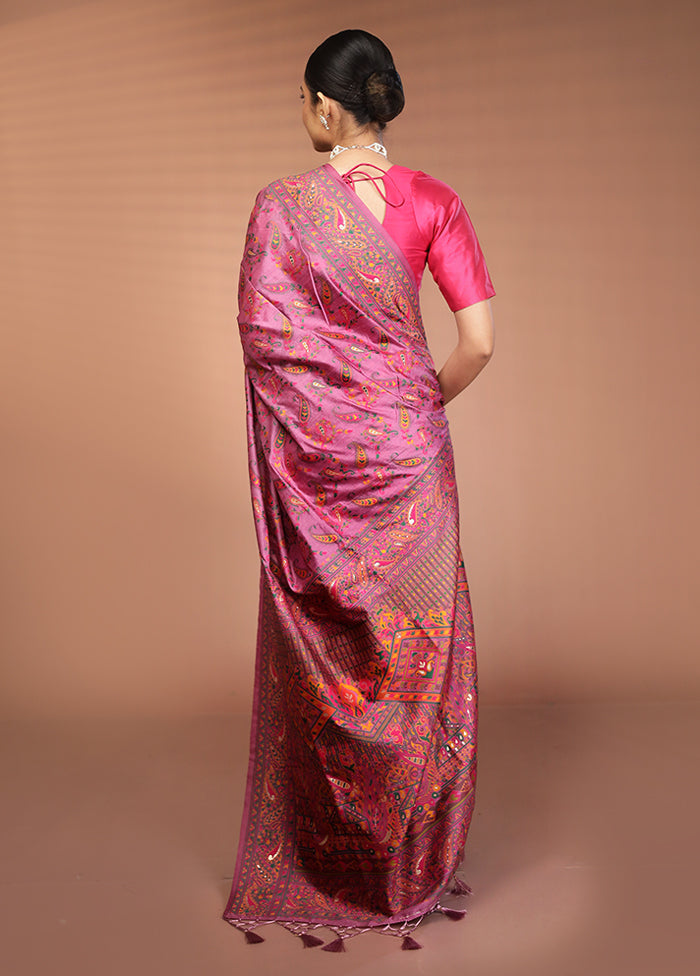 Purple Dupion Silk Saree With Blouse Piece