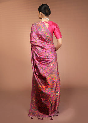 Purple Dupion Silk Saree With Blouse Piece