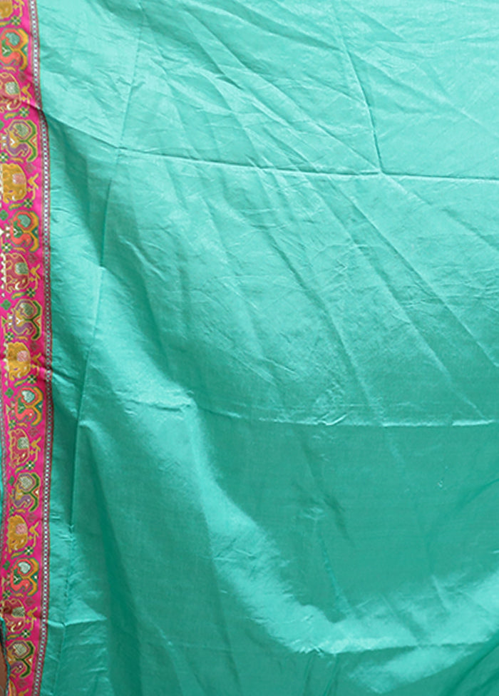 Green Dupion Silk Saree With Blouse Piece