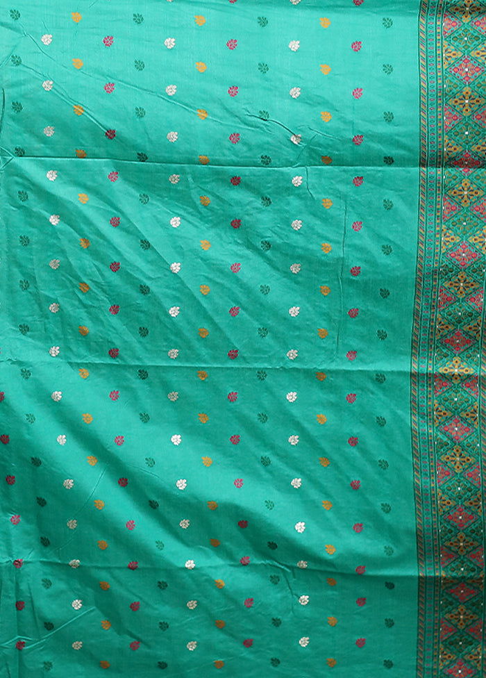 Green Dupion Silk Saree With Blouse Piece
