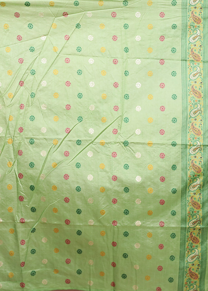 Green Dupion Silk Saree With Blouse Piece