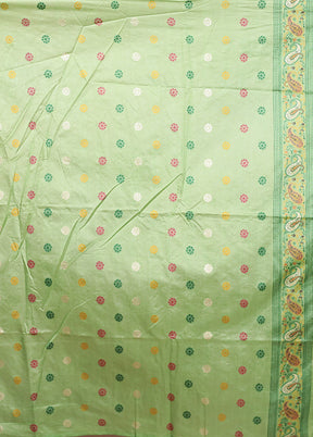 Green Dupion Silk Saree With Blouse Piece