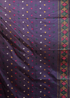 Blue Dupion Silk Saree With Blouse Piece