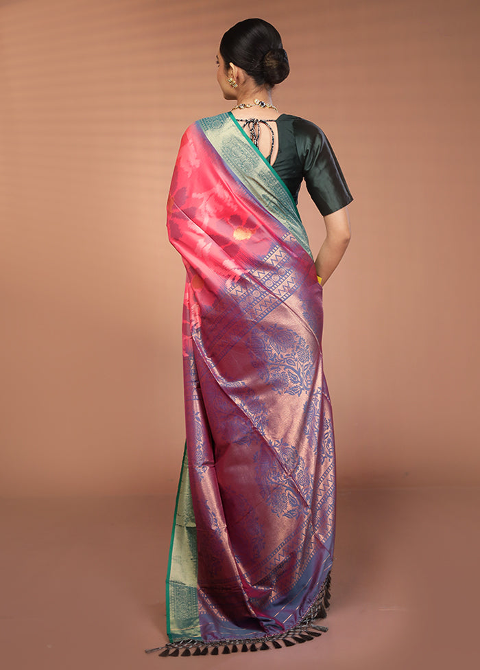Multicolor Dupion Silk Saree With Blouse Piece