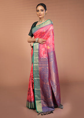 Multicolor Dupion Silk Saree With Blouse Piece
