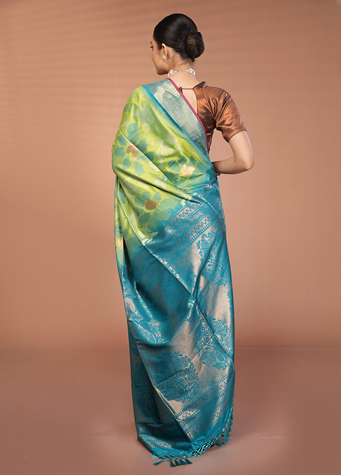 Multicolor Dupion Silk Saree With Blouse Piece