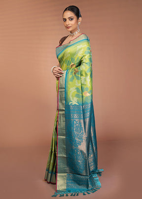 Multicolor Dupion Silk Saree With Blouse Piece