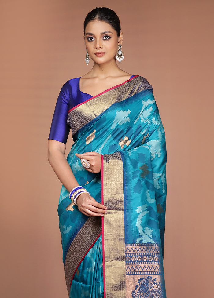 Green Dupion Silk Saree With Blouse Piece