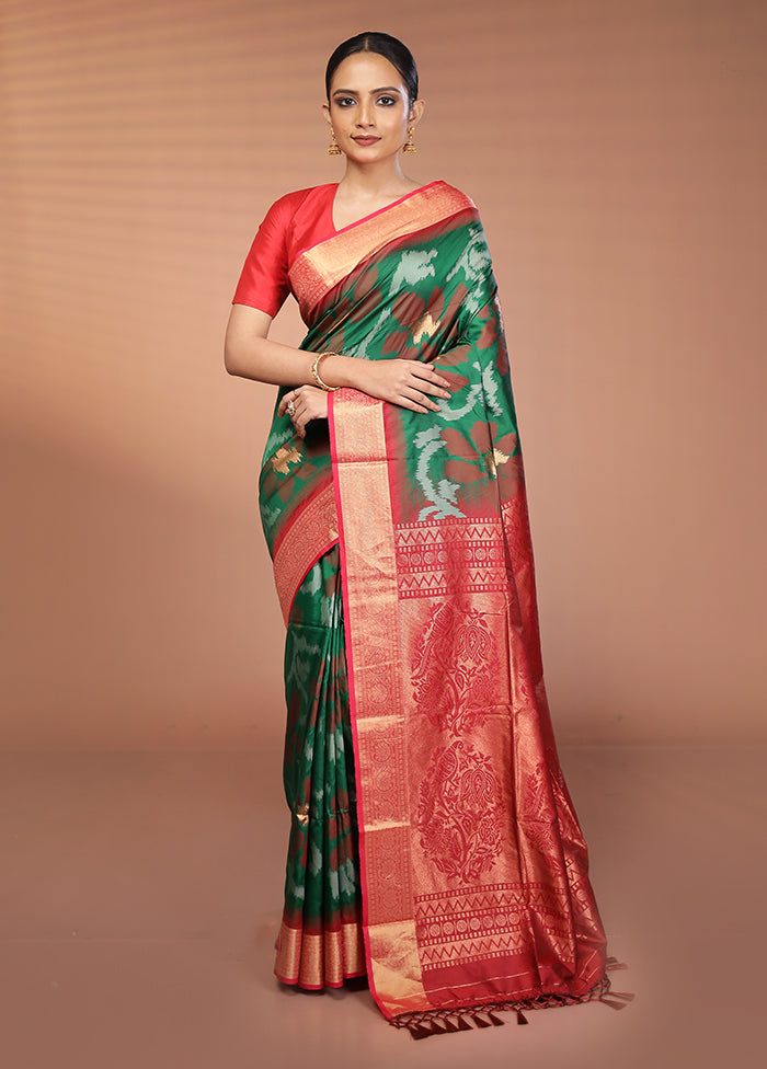 Multicolor Dupion Silk Saree With Blouse Piece