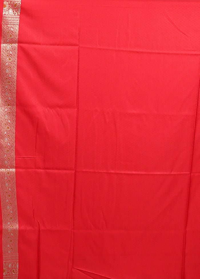 Red Handloom Tanchoi Pure Silk Saree With Blouse Piece