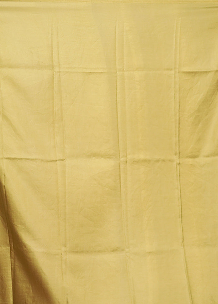 Green Handloom Printed Pure Silk Saree Without Blouse Piece